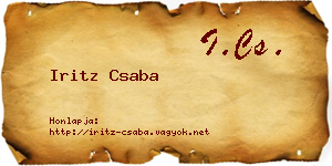 Iritz Csaba névjegykártya